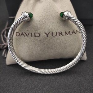 David Yurman Silver Bracelet with Green Accents 5mm